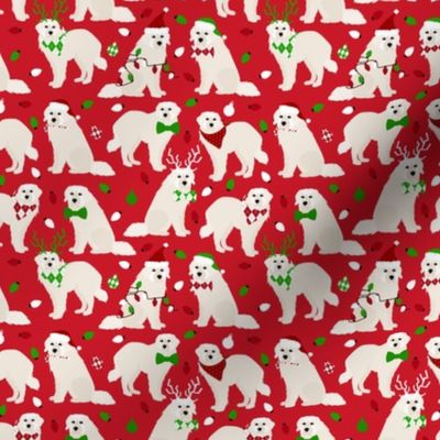 Christmas Great Pyrenees Dogs Red Small Scale