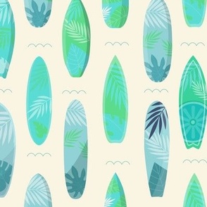 Hawaiian Surfboards in Denim, Turquoise, and Mint on Ivory
