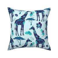 Floral Giraffe Silhouette - Blue Breeze (medium)