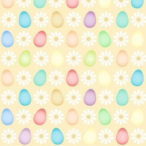 Colorful Easter Eggs and White Daisies - XL