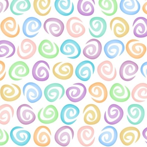 Pastel Rainbow Swirl Motifs on White - XL