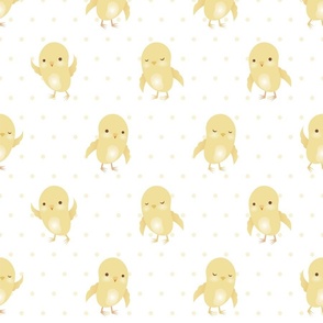 Little Yellow Baby Chicks with Polkadots - XL