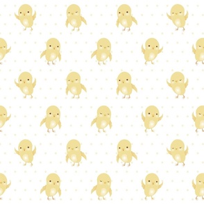 Little Yellow Baby Chicks with Polkadots - Large