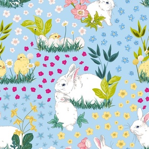 Bunny Chick Spring Meadow Blue