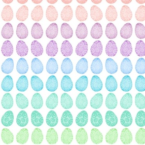 Swirly Easter Eggs in Pastel Rainbow Rows - XL