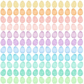 Swirly Easter Eggs in Pastel Rainbow Rows - Large