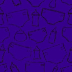 Bottles and Diapers - Hand Drawn Black and Purple