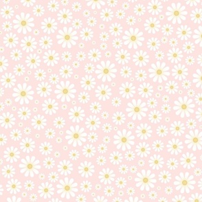 White Daisies on Baby Pink - XL