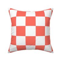 6 inch Living Coral and white checkerboard - medium