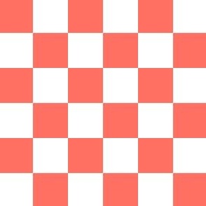 2 inch Living Coral and white checkerboard - small