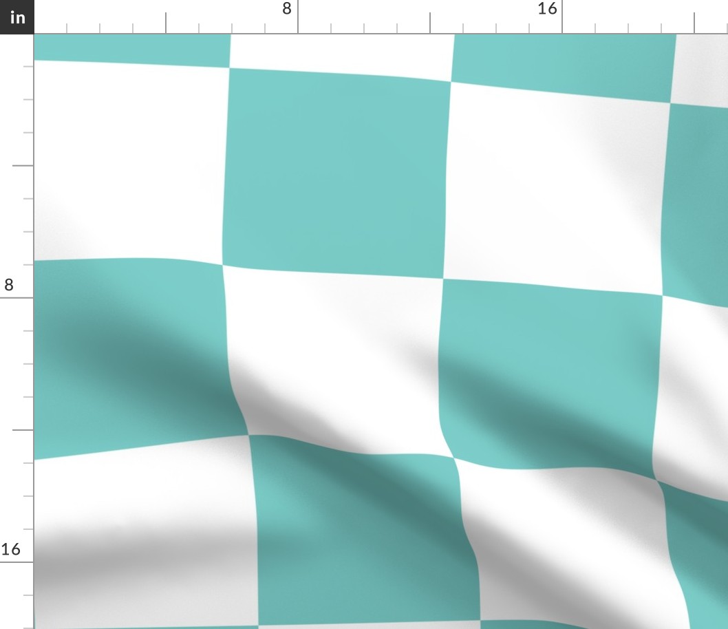 12 inch turquoise and white checkerboard - large checkerboard print