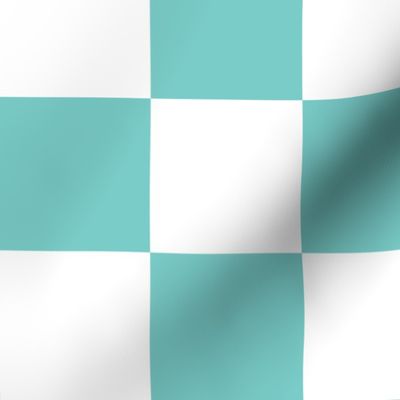 6 inch turquoise and white checkerboard - medium checkerboard print