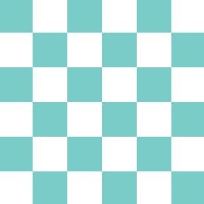 2 inch turquoise and white checkerboard - small checkerboard print