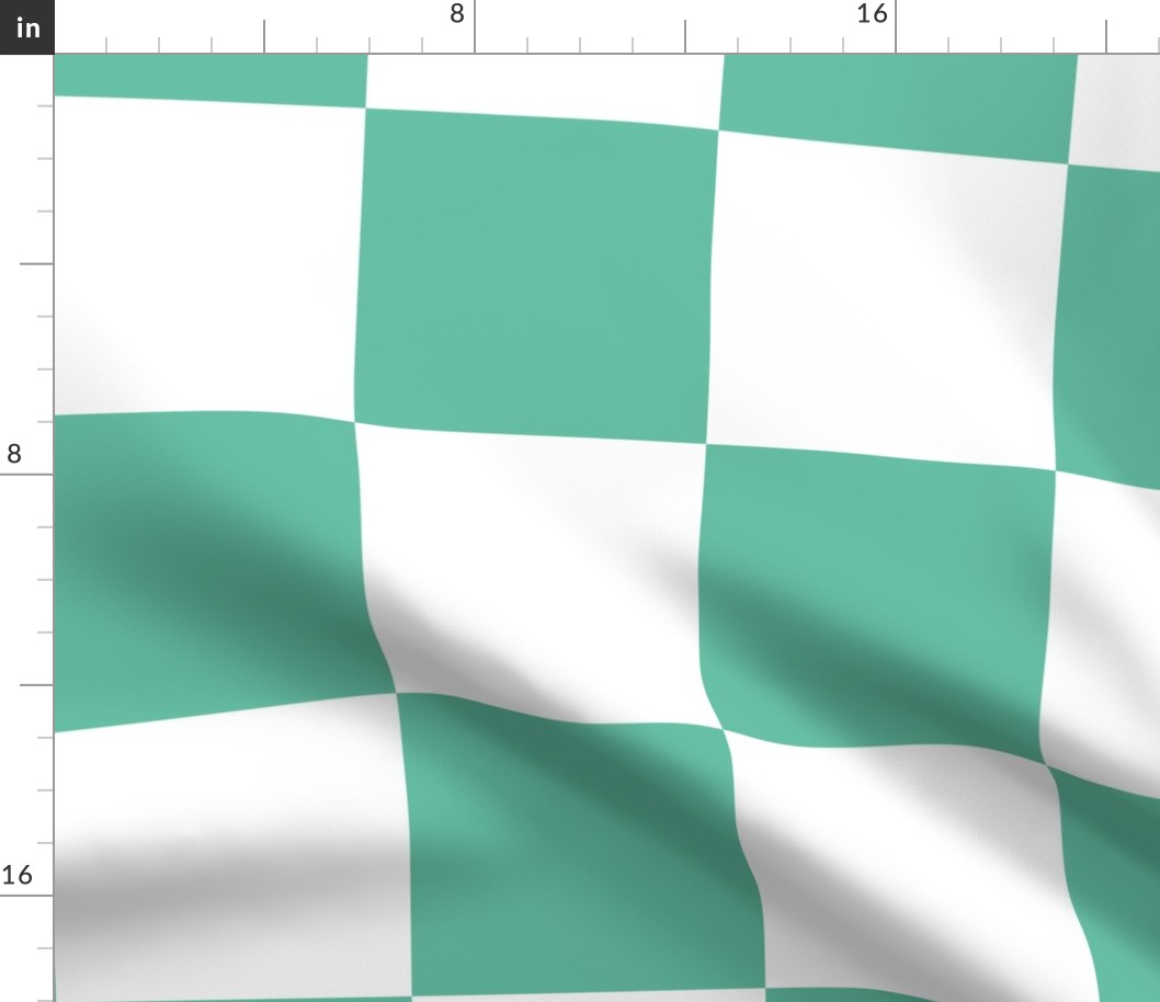 12 inch aqua and white checkerboard - large checkerboard print
