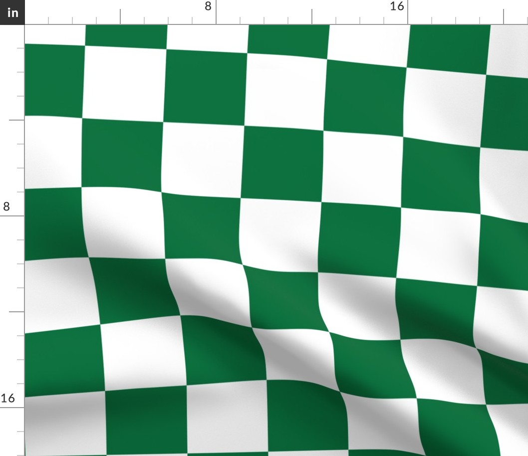 6 inch deep green and white checkerboard - medium checkerboard print