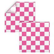 6 inch deep pink and white checkerboard - medium checkerboard print