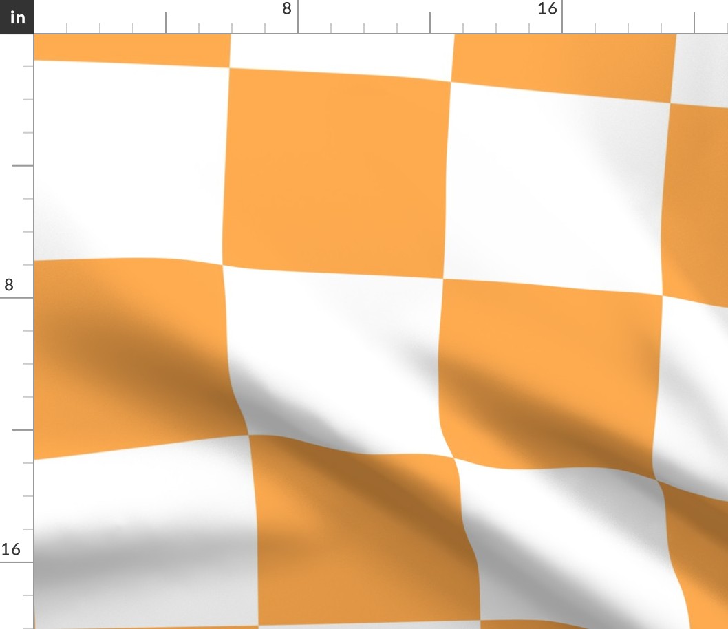 12 inch orange and white checkerboard - large checkerboard print