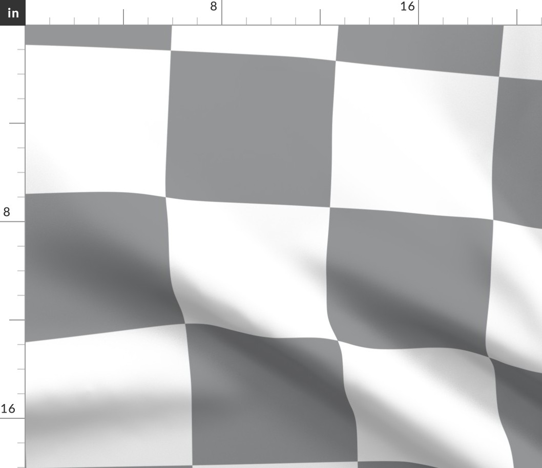 12 inch Ultimate Gray and white checkerboard - large checkerboard print