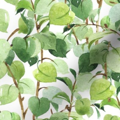 Watercolor Green Vine Leaves Greenery  21 inches