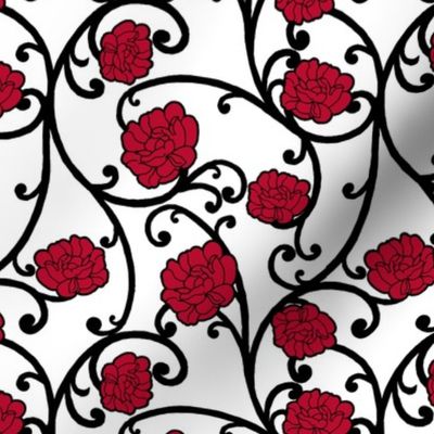 Georgia Colors - Rose Flourish - Bulldog Red and Black on White