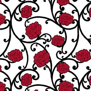 Georgia Colors - Rose Flourish - Bulldog Red and Black on White