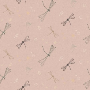 dragonflies on pink with texture - medium