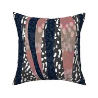 Abstract Animal Print: Vertical Waves, Rose & Navy 