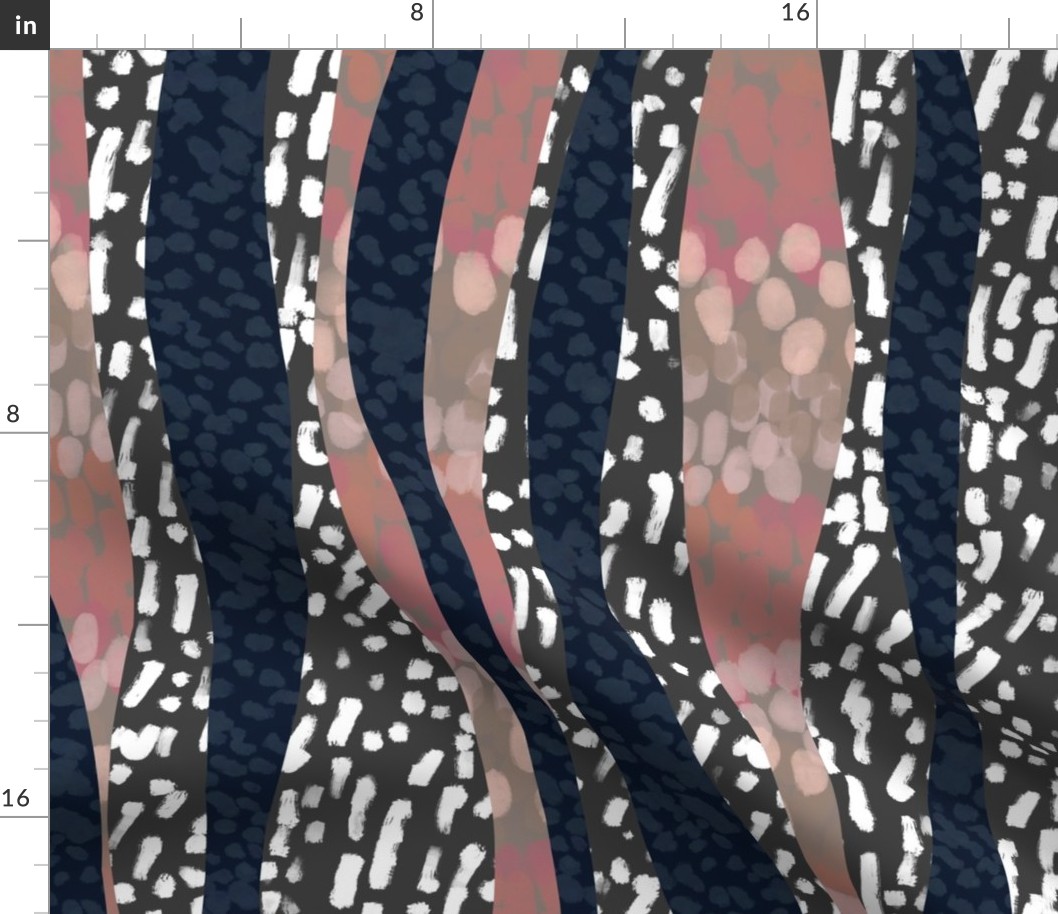 Abstract Animal Print: Vertical Waves, Rose & Navy 
