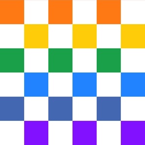 Rainbow checkerboard on white - medium