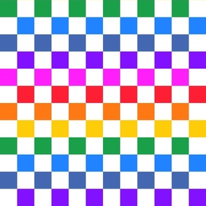Rainbow checkerboard on white - small