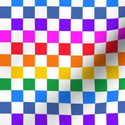 Rainbow checkerboard on white - mini
