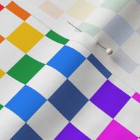 Rainbow checkerboard on white - mini