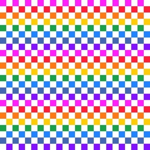 Rainbow checkerboard on white - mini