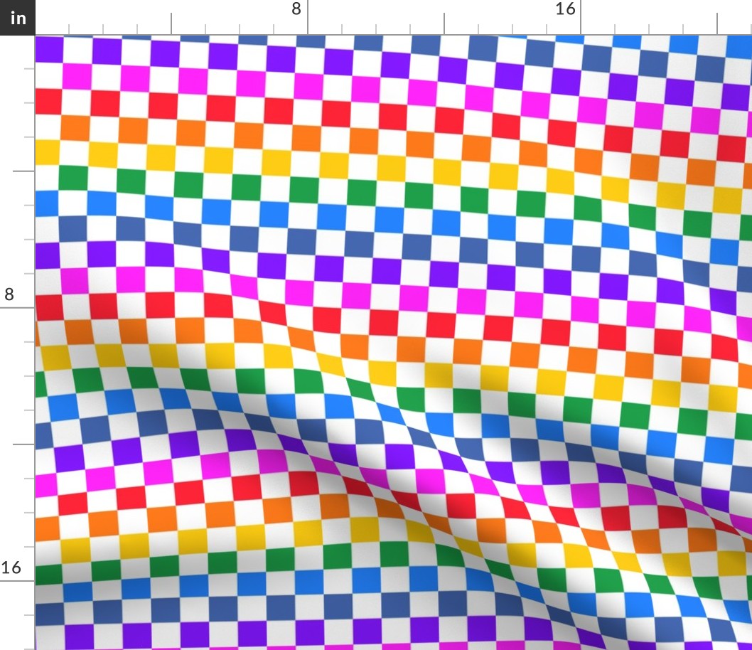 Rainbow checkerboard on white - mini