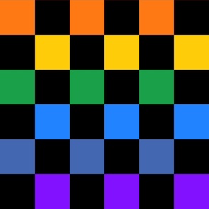 Rainbow checkerboard on black - medium