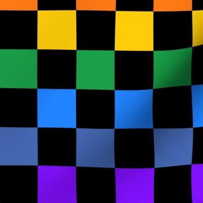 Rainbow checkerboard on black - small