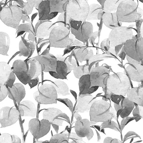 Watercolor Gray Vine Leaves  Large