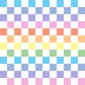 Bright pastel rainbow checkerboard - small checkerboard print