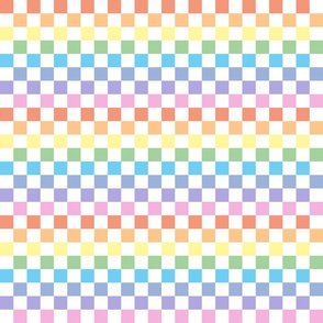 Bright pastel rainbow checkerboard - mini checkerboard print