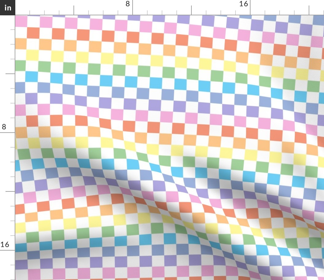 Bright pastel rainbow checkerboard - mini checkerboard print