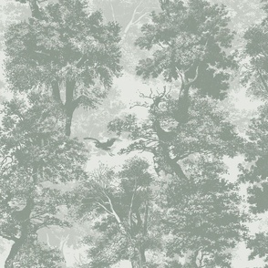 tree columns in sage green with print texture