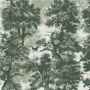 tree columns in forest green with print texture