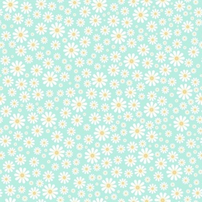 White Daisies on Soft Teal Green - Large