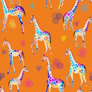 Watercolor Giraffes And Calfs Abstract 