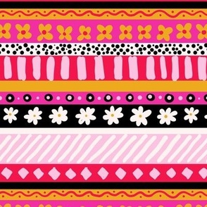 Funny bright and bold stripes with black background Small scale