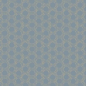 Honey comb hand drawn Dusty blue grey Extra small scale