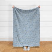 Bees with crowns and hexagons onsky blue linen NON DIRECTIONAL Medium scale