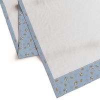 Bees with crowns and hexagons onsky blue linen NON DIRECTIONAL Small scale