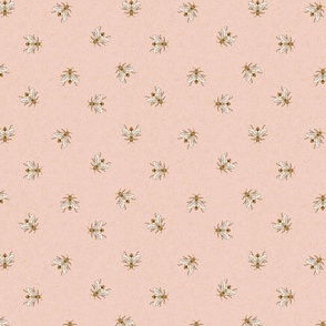 Only Bees on blush pink linen texture NON DIRECTIONAL Small scale