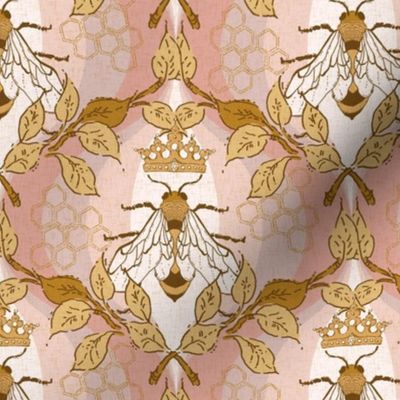 Golden Royal Bee Ogee on blush pink background Small scale